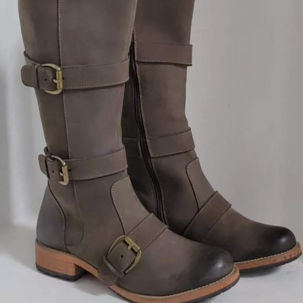 Anthropologie Fortress Inca Handmade Delray Charcoal Nubuck  Riding Boots Sz 9